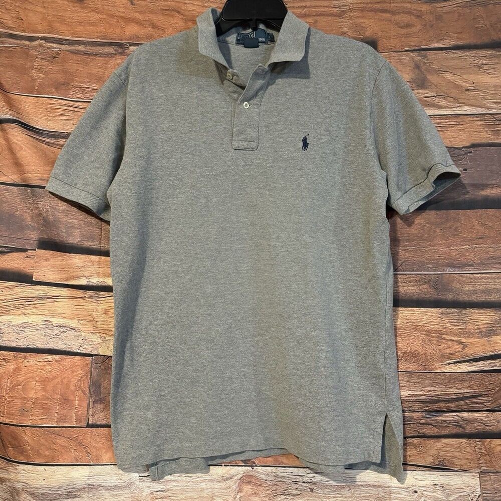 Polo Ralph Lauren Men's L Large Gray Collared Short Sleeve Shirt